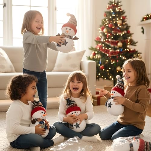 Image of Crackles Snowman Decoration 26CM with Scarf & Hat | Cute Christmas Snowman Figurine for Table, Home & Xmas Tree Decor | Festive Ornament for Party & Gifts