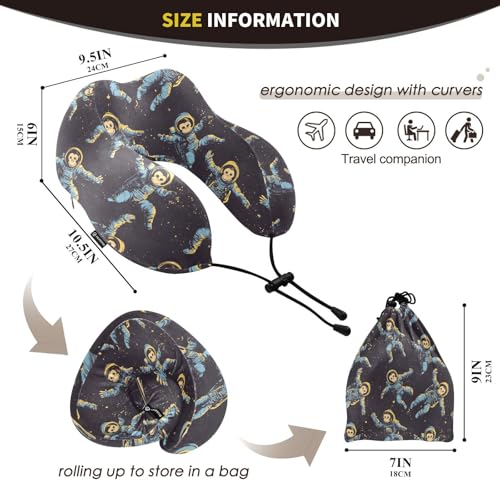 Image of ALAZA Funny Monkeys Travel Neck Pillow Memory Foam Neck Pillow with Storage Bag,Soft Travel Pillow for Sleeping Travel Airplane Car Office Home