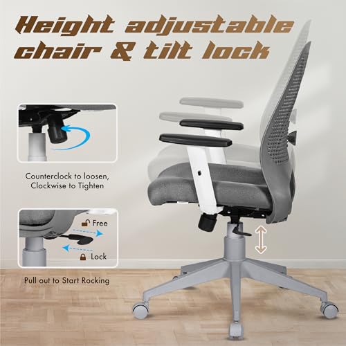 Image of Da URBAN AeroFlex Office Chair, Mid Back Mesh Ergonomic Home Office Desk Chair with 1 Year Warranty,Tilt Lock Mechanism (Grey)