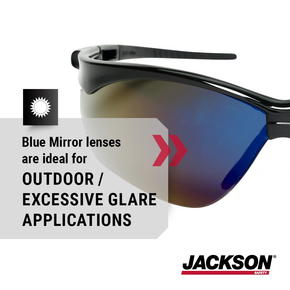 Jackson Safety Leichte ultrastarke Schutzbrille mit flexiblem Nasensteg, Anti-Kratz-Beschichtung, 12 Paar/Etui