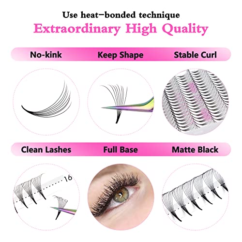 Premade Fans Eyelash Extensions Large Tray 320 Fans 10D Premade Volume Lash Extensions Pointed Base Premade Lash Extensions Fans (10D-D-0.07,9-16 mix) - Image 4