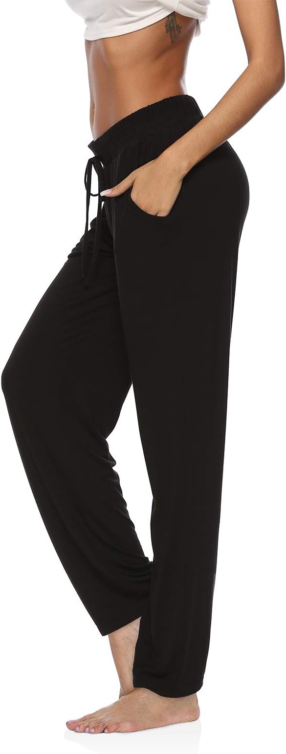 Womens Yoga Pants Wide Leg Comfy Drawstring Loose Straight Lounge Running Workout Legging