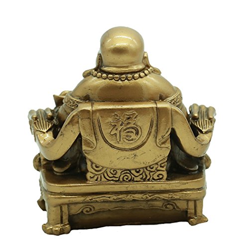 Brabud Chinese Fengshui Resin Laughing Buddha Sitting On Dragon Chair Sculpture Wealth Lucky Statue Home Office Desk Decoration Gift Collection Bs188 #TOP4