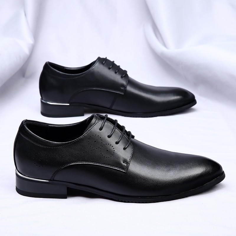 Non Slip Dress Shoes for Mens Formal Oxford Shoes for Men Lace Up Pointed Toe Leather Shoes Rubber Sole Low Top Slip Resistant Anti-Slip Block Heel Wedding4
