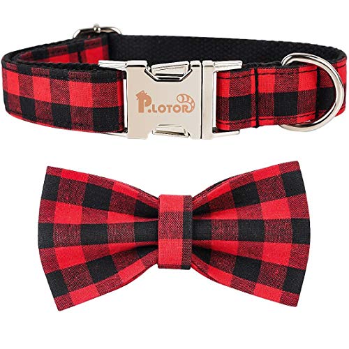 P.LOTOR Dog Collar with Bow | Puppy Collar | Red Dog Collar |