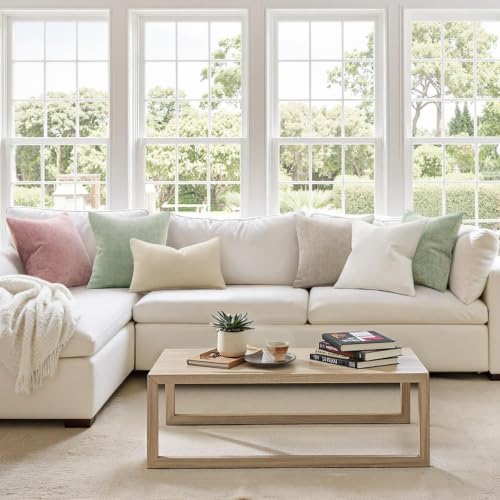 Image of MIULEE Decorative Neutral Cream Euro Sham Pillow Covers 24x24 Inch 2 Pack