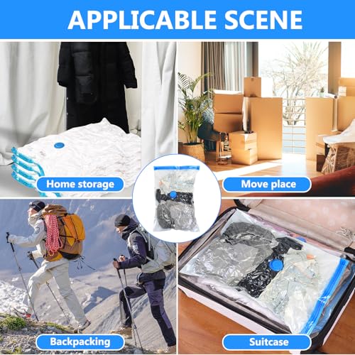 Tenbrachian 8 Stk Vakuumbeutel für Kleidung, 60 x 40 cm Kleine Reise Kompressionsbeutel, Vakuum Aufbewahrungsbeutel Kleidung, Vacuum Beutel, Vacuum Bags for Clothing Trave