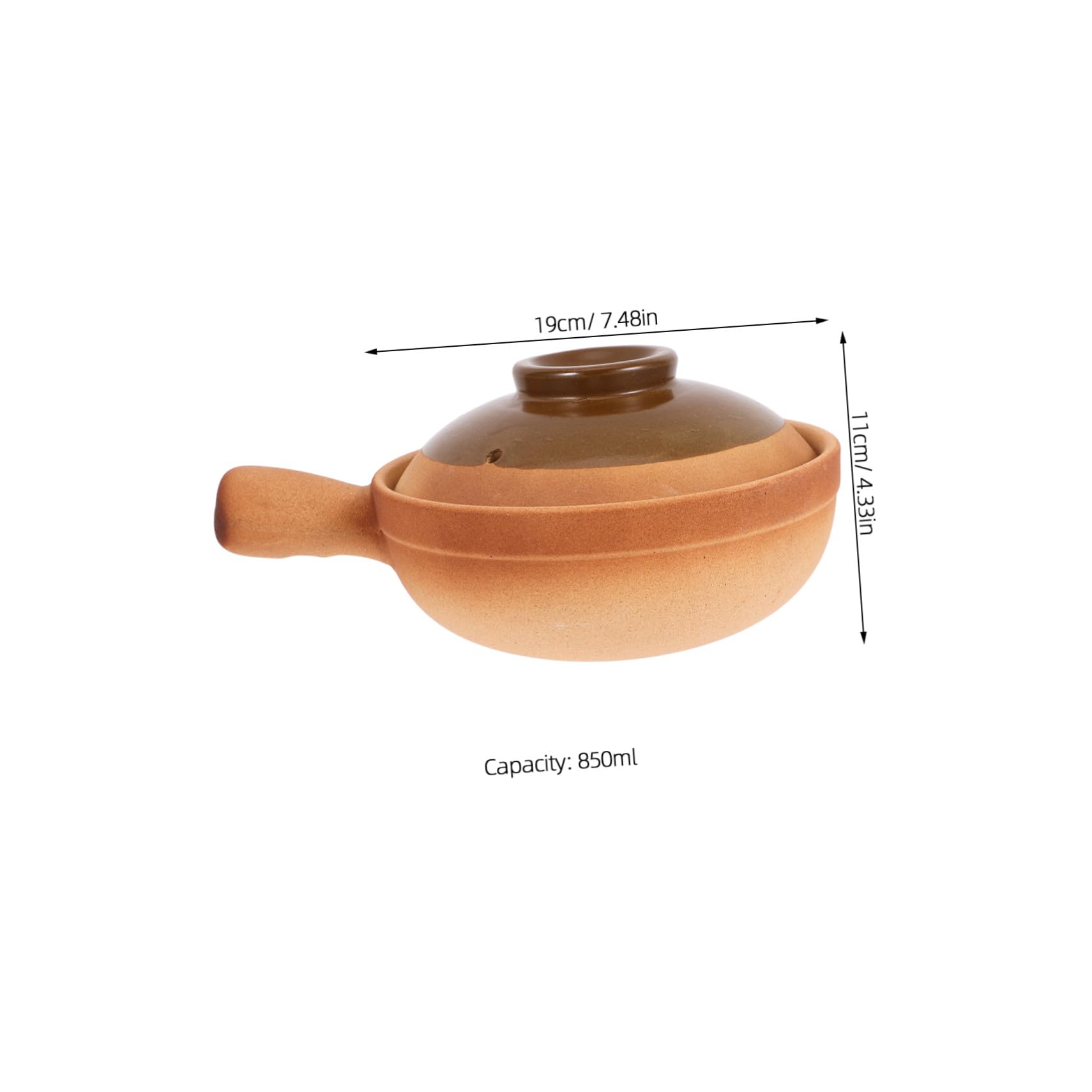 Pentola in Ceramica 850ml con Coperchio per Riso e Porridge | Cottura Tradizionale su Fornello, Facile da Pulire, Resistente al Calore, per Pasti Casalinghi e Take Away