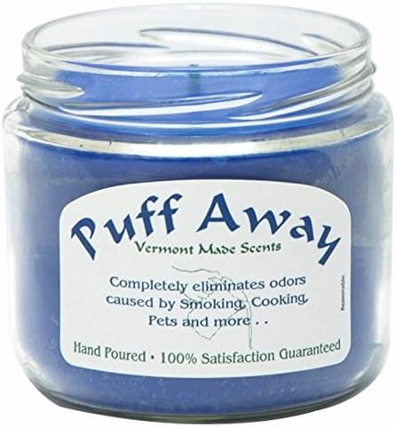 Puff Away Candle - Completely Eliminates Odors from Smoking, Cooking & Pet Oders, 12 oz, Blue