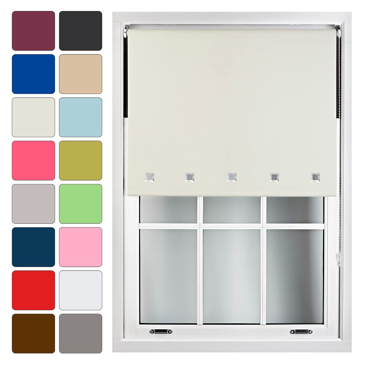 Furnished Made To Measure Blackout Roller Blinds With Square EyeletsCream Roller Blind (W)180Cm (L)210Cm from B&Q