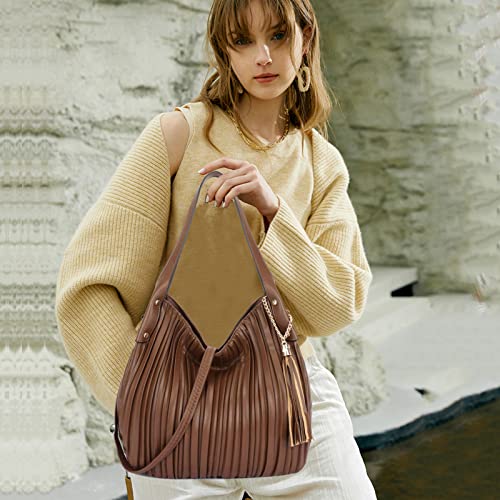 myfriday Vintage Shoulder Hobo Bags for Women Vegan Leather Lightweight Top-Handle Satchel Purse and Handbags with… - Image 6