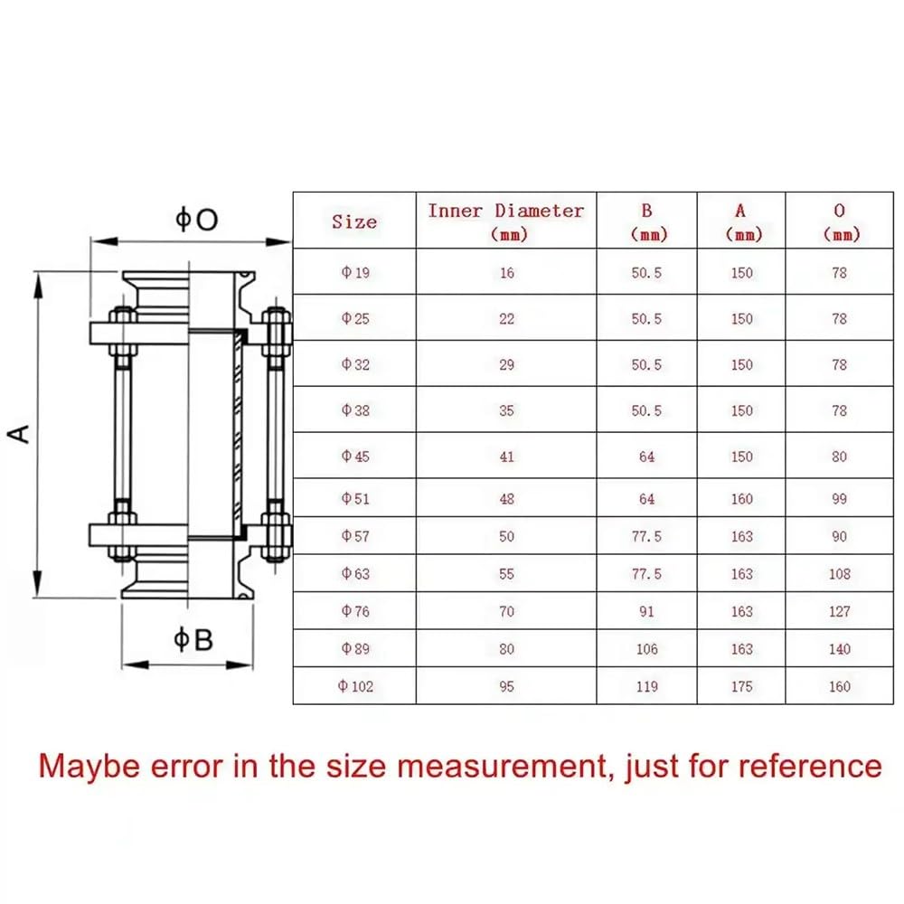 Tri Clamp Sanitary Ferrule Pipe Flow Sight Glass Diopter SS304