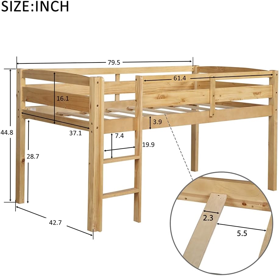 Dimensions diagram for YSWH loft bed