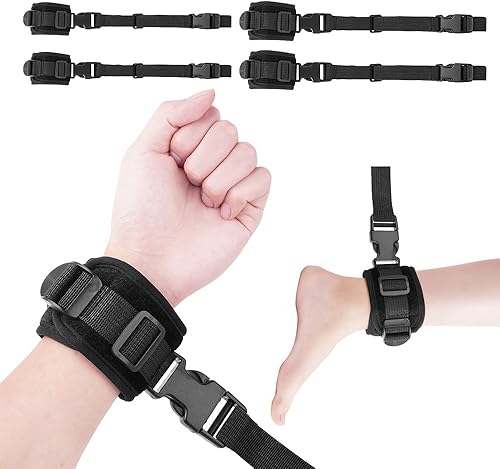 Restricciones de manos y pies de cama médica, amarres pegados, restricciones de cama de 60 pulgadas para tamaño queen, lazos para pacientes con