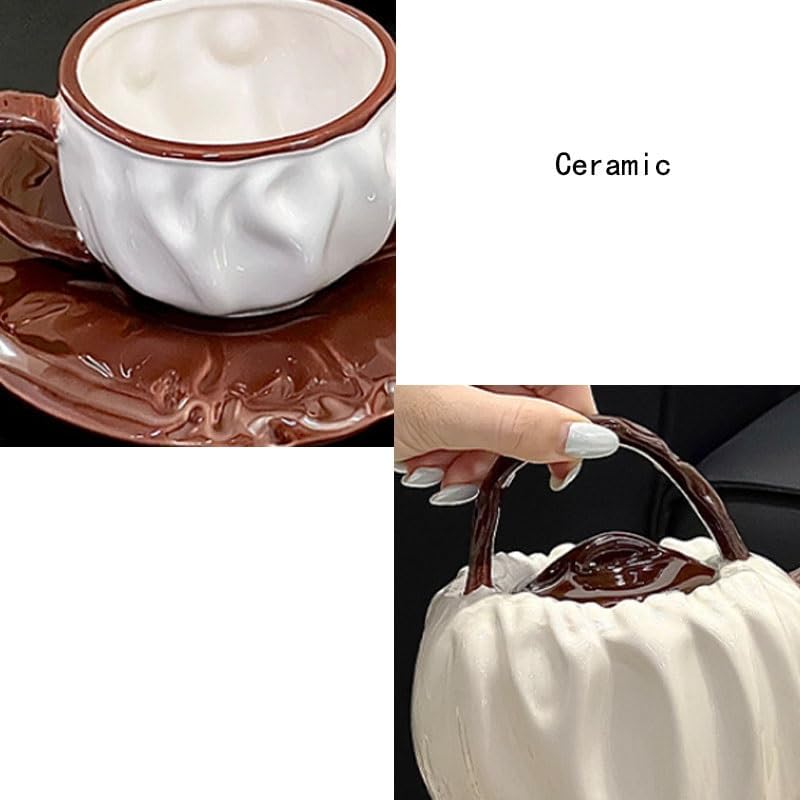 Ceramic Teapot Tea Set of Household Cold Water Kettles Cups with Irregular Wrinkles