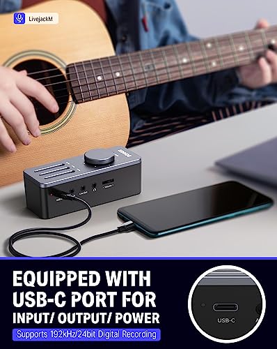Donner Usb Audio Interface, Guitar Adapter Interface For Android Smartphones, Iphone, Mac, Tablets, And Pc, With Usb-C, Lightweight Audio Adapter With 48V Power For 192Khz, 24 Bit Recording #TOP4
