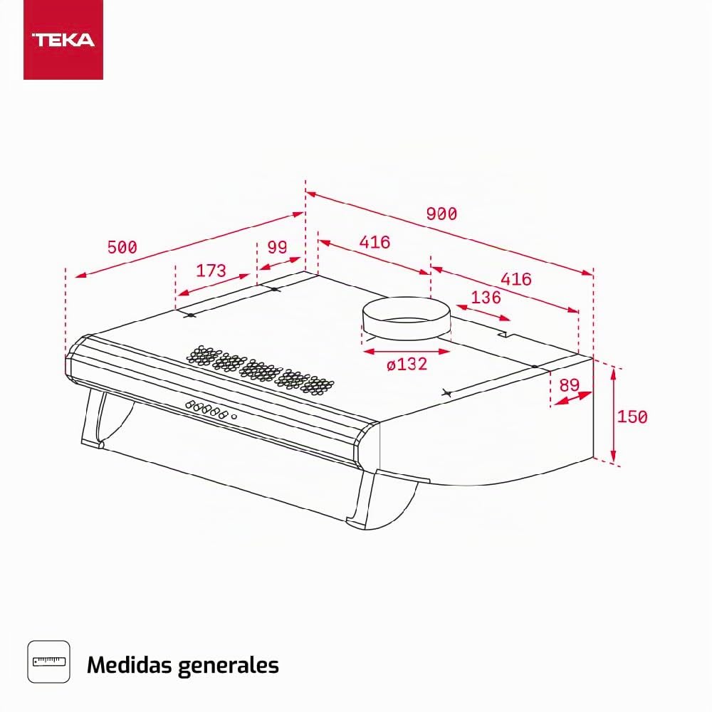 Teka C 9420 - Campana Extractora Clásica Integrada de 90 cm, Frente Soft en Acero Inoxidable Anti Huella, 3 Velocidades, Recirculación y Mandos Pulsantes, 2 lámparas LED, Color Acero Inoxidable