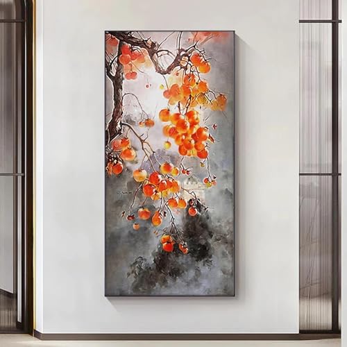 Peinture paysage aquarelle chinoise kaki pour habiller un grand mur vide