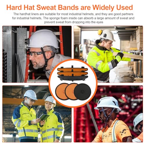 Hard Hat Top Pads and Sweatbands for Safety Helmet, Washable Reusable Hardhat Sweatband Cooling Liners Air Cushion Hard Hat Accessories, Suspension Sweat Band Replacement, Orange, 6 PCS by Adabuing - Used condition - Image 7