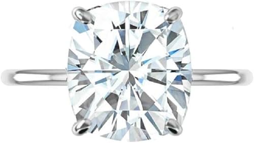 Anillo de compromiso con halo oculto, corte alargado de 2.5 quilates, claridad VVS1, anillo de moissanita incolora, plata de ley 925, anillo de