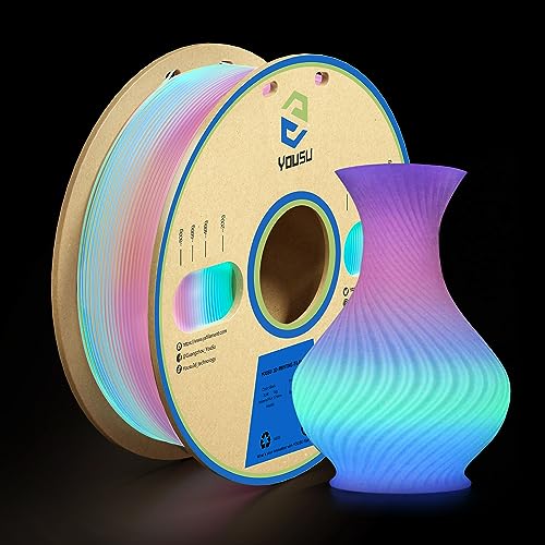 Image of YOUSU PLA Filament Glow in The Dark Multicolor,Rainbow PLA Filament, Gradient 3D Printer Filament Color Change, 1kg(2.2lbs) Spool.