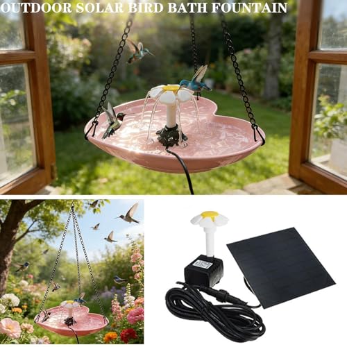 Fontaine solaire pour bain d'oiseaux et mangeoire décorative de jardin