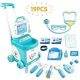 ❤ Medical Cart-Design: Dieses arzt set ist ein Allrad-Design. Es ist auch ein kleines Karren-Spielzeug. Ihre Kinder können es überall hin mitnehmen, wo sie hin wollen. Keine Notwendigkeit, fest zu halten.