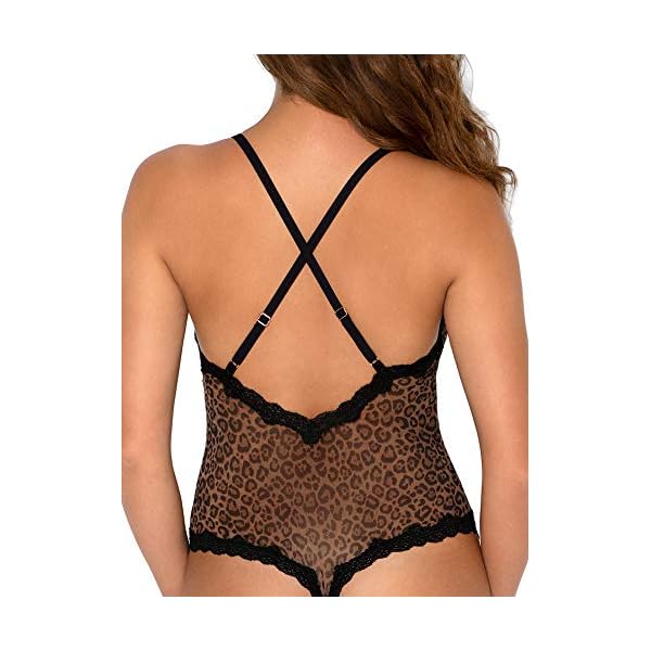 Smart-Sexy-Womens-Sheer-Lace-Mesh-Bodysuit Smart & Sexy womens Sheer Lace Mesh shapewear bodysuits, Classic Leopard, Large US