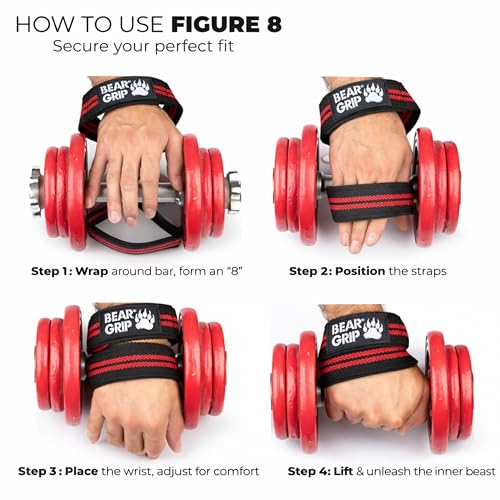 Image of BEAR GRIP - Premium Figure 8 weight lifting straps (sold in pairs) (Black)