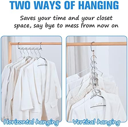 RAINBERG 5 Pack Metal Magic Hangers Space Saving Hangers Closet Space Saving Wardrobe Clothing Hanger Organizer, Updated Hook Design. (5)
