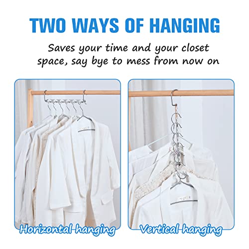 RAINBERG 5 Pack Metal Magic Hangers Space Saving Hangers Closet Space Saving Wardrobe Clothing Hanger Organizer, Updated Hook Design. (5) - Image 5