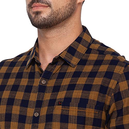 Image of Spykar Men's Cotton Checkered Slim Fit Shirt
