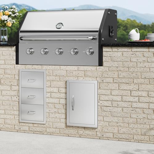 VEVOR BBQ Access Door, 14W x 20H Inch Single Outdoor Kitchen Door, Stainless Steel Flush Mount Door, Wall Vertical Door with Handle, for BBQ Island, Grilling Station, Outside Cabinet by VEVOR - Image 8