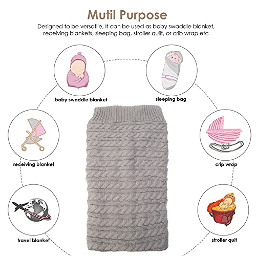 Newborn Baby Swaddle Blanket, Baby Kids Toddler Knit Soft Warm Fleece Blanket Swaddle Sleeping Bag Stroller Unisex Wrap For Boys Girls (Grey) #TOP5