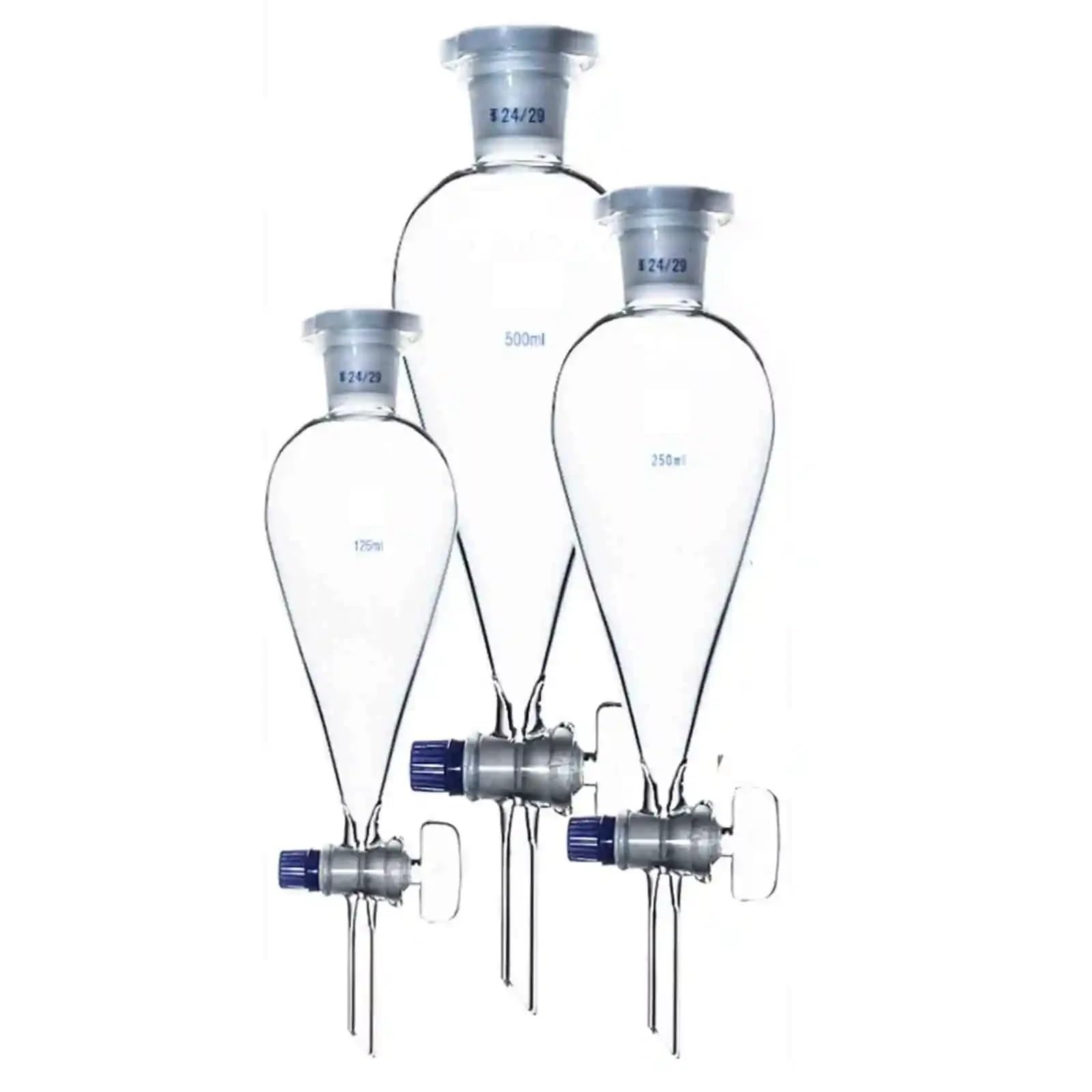Embudo de separación en forma de pera de vidrio de borosilicato con llave de paso for laboratorio químico(1000ml Joint 29-32)