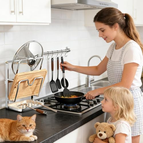 Support de couvercle de casserole et planche à découper pour rangement de cuisine
