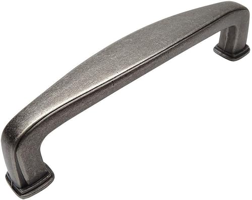 Cosmas 4390WN - Paquete de 10 tiradores modernos de níquel desgastado para gabinete, manijas centrales de 3-1/2 pulgadas (3.504 in)