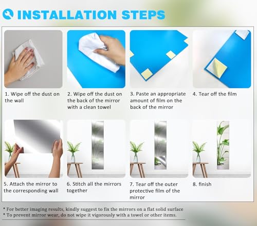 EONAZE 4 Pieces Mirror Tiles Self Adhesive Mirror Stickers 30x30cm (2mm Thick) Full Length Stick on Mirrors for Walls, Wardrobe Doors, Bathroom, Bedroom - Cosy Home Interiors EONAZE 4 Pieces Mirror Tiles Self Adhesive Mirror Stickers 30x30cm (2mm Thick) Full Length Stick on Mirrors for Walls, Wardrobe Doors, Bathroom, Bedroom - Image 6