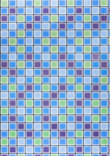 30 x 48 Retro Grid Stained Glass Window Film. Static Cling Film. with Transparency, 3D Effect, Design, Color, Frosted, Privacy, UV Filtering, Tinted, Crystal, Energy Saving,