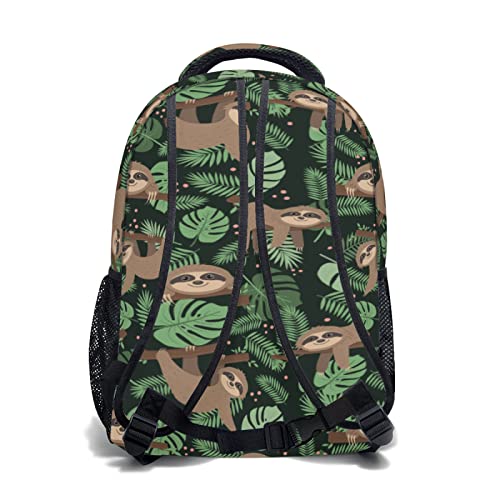 Funny Sloth Backpack Palm Leaves School Shoulder Bag Casual Day Pack Outdoor Durable Bookbag for Girls Boys Teen Work Picnic Travel2