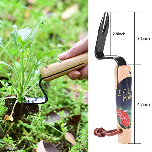 Zelarman Hand Weeder Tool For Gardening-Manual Root Lifter Weed Puller Garden Weeding Tools With Wood Handle For Garden Lawn Farmland Transplant #TOP3