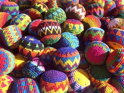 Funny Guy Mugs Hacky Sacks, Multicolored Crochet Assorted Geometric Pattern Hacky Ball, Foot Bag Kick Sack, Indoor And Outdoor Toys For Kids And Adults, Set Of 6 #TOP3