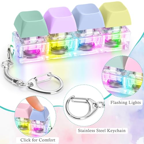 Image of Keyboard Fidget Toys Keychain - Stress Relief Fidget Clicker with Keyboard Key Sounds, Portable Fidget Toy for Focus & Anxiety Relief, Includes 4 Extra Replaceable Keycaps