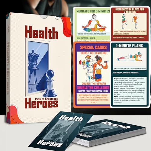 ANKAZA Health Heroes - Physical and Mental Health Training Cards - for Both Men and Women - Better Every Day - Yoga Pose Cards, The Body Deck, Cardio Workouts, Fitness Cards,... |1 to 5 Users |