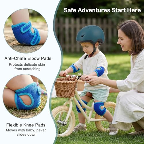 Image of Toddler Helmet and Knee Pads Set for 1-3 Years Old, Kids Bike Helmets with Toddler Knee Pads and Elbow Pads Set, Adjustable Baby Helmet for Balance Bike, Scooter, Tricycle, Bicycle