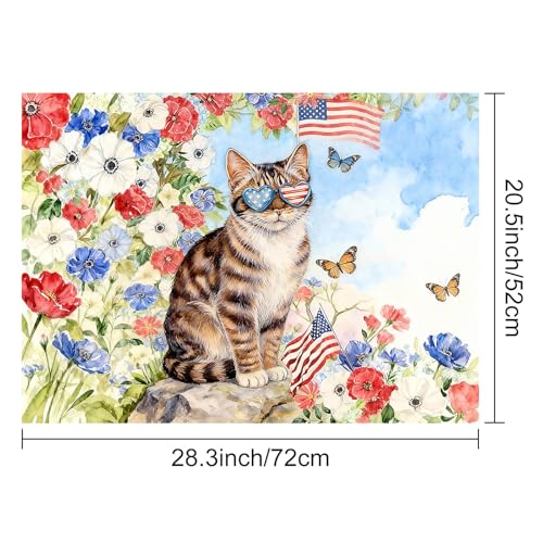 Image of HOMETITUTE Spring Stove Top Cover 28x20 Cat Floral Watercolor Heat Resistant