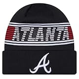 New Era Unisex-Adult MLB Authentic Collection Primary Logo Wordmark Cuffed Beanie Cold Weather Knit Hat (Atlanta Braves - Navy)