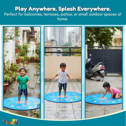 Image of Toy Imagine Outdoor Water Sprinkler Play Mat for Toddlers & Children | Splash Pad for Kids Spray Mat | BPA-Free Thick PVC Backyard Summer Fun Water Toy 100 Cm