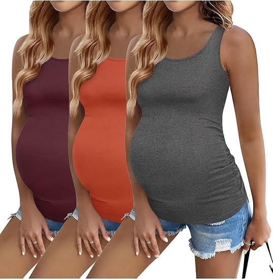 ELESOL Women's Maternity Pajamas Sets 2 Piece Outfits Short Sleeve Shirts and Biker Shorts Pregnancy Loungewear Mama Clothes