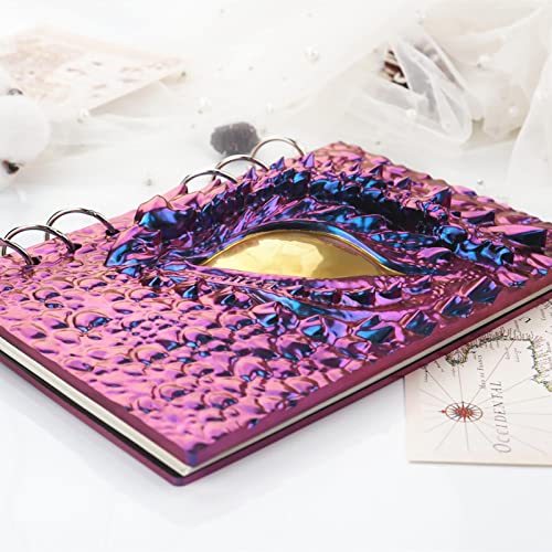 Poiuqew couro com epóxi cristal faça você mesmo, estojo couro com espelho dragão para cadernos, álbu